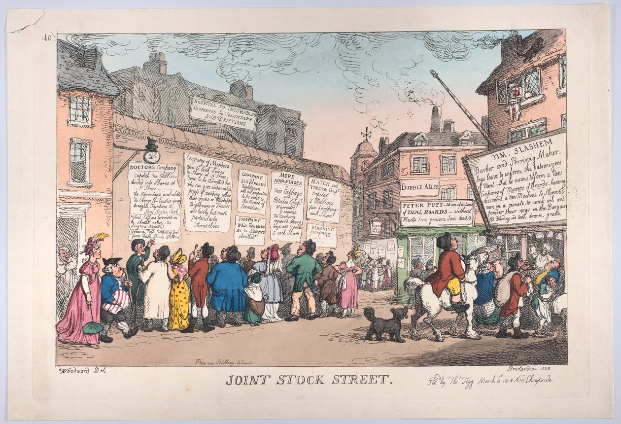 Joint Stock Street, 10. marts 1808., 10. marts 1808. af Thomas Rowlandson