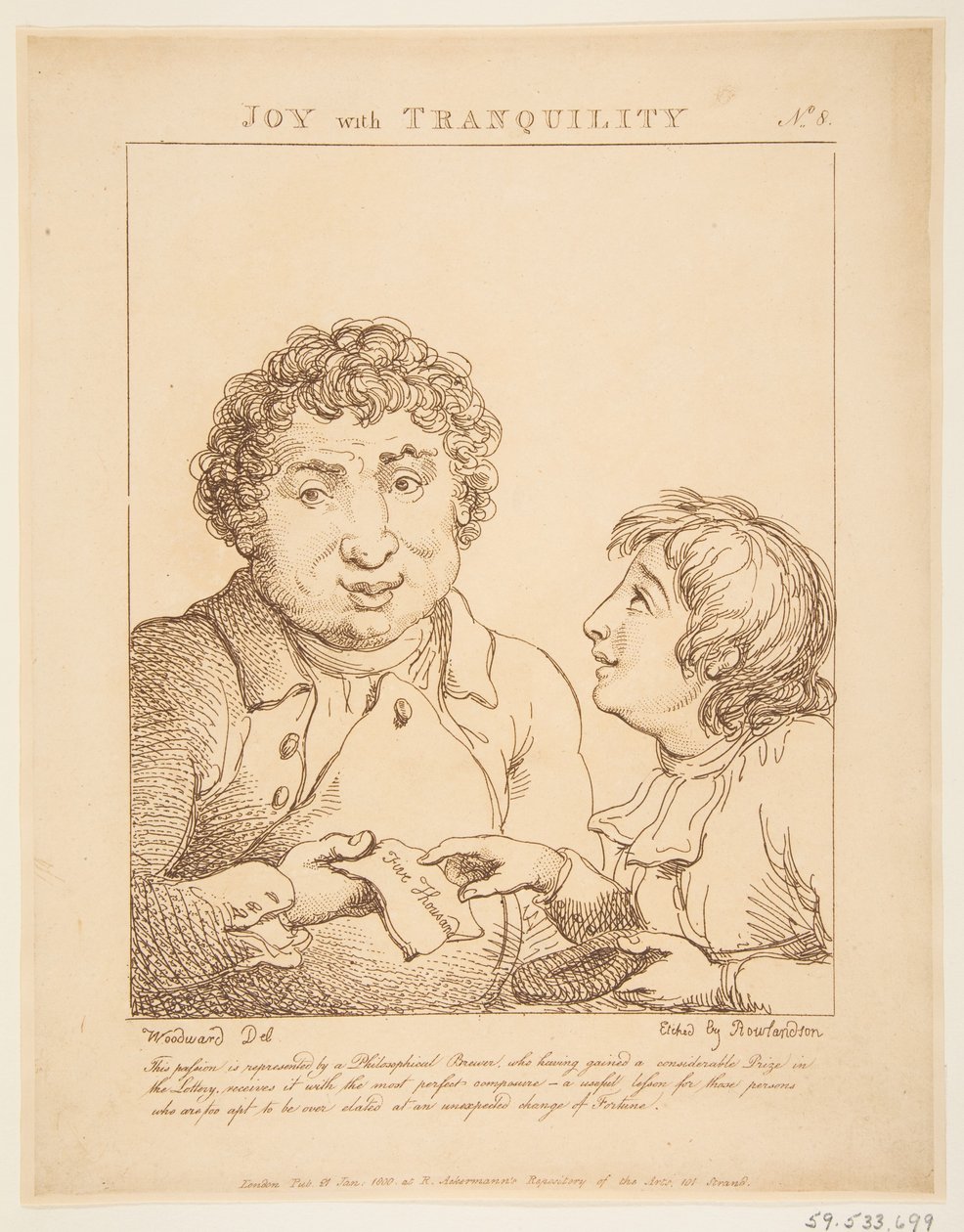 Joy with Tranquility Le Brun Travested, eller karikaturer af passionerne, 21. januar 1800. af Thomas Rowlandson