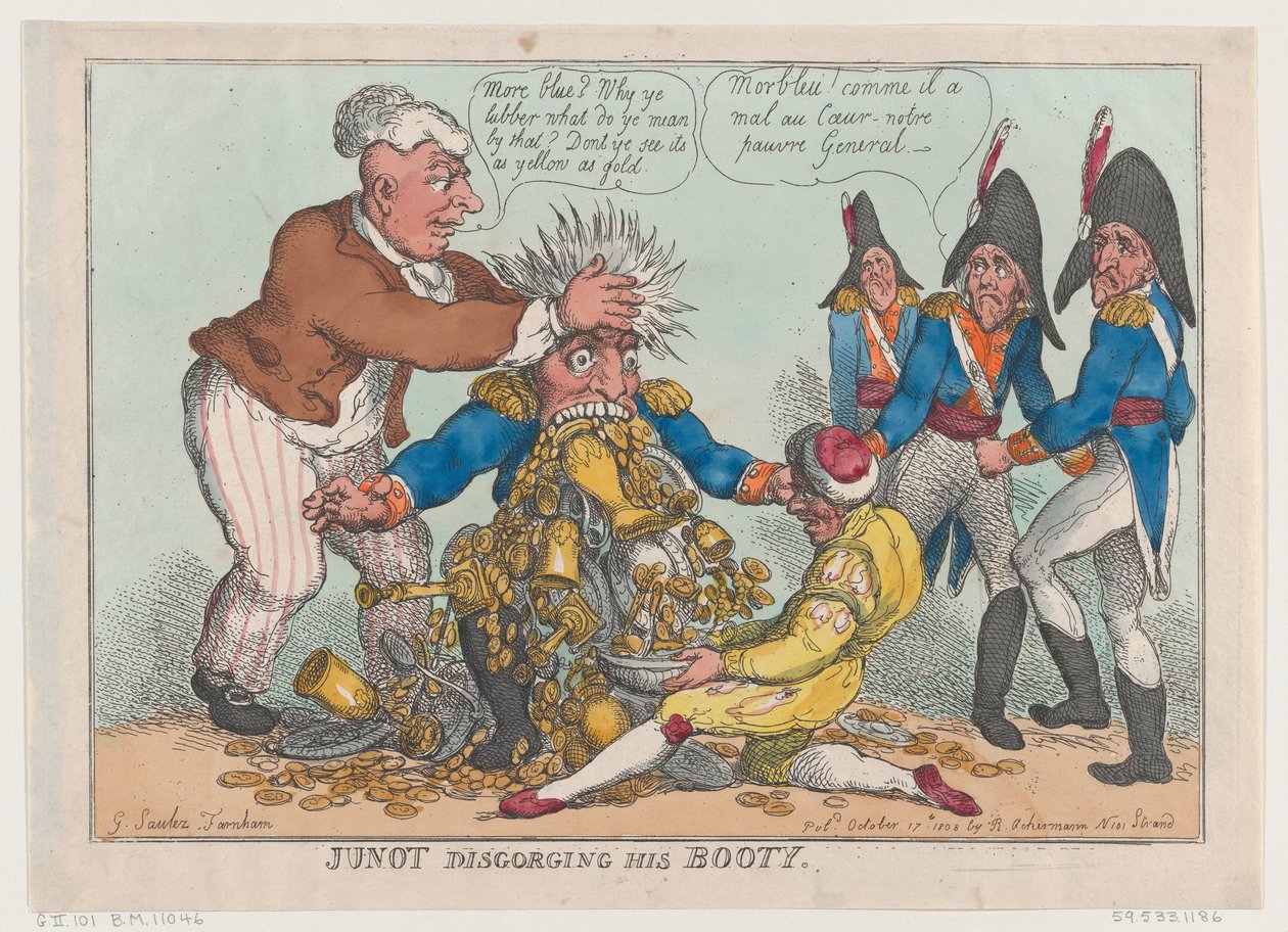 Junot disgorging His Booty, 17. oktober 1808., 17. oktober 1808. af Thomas Rowlandson