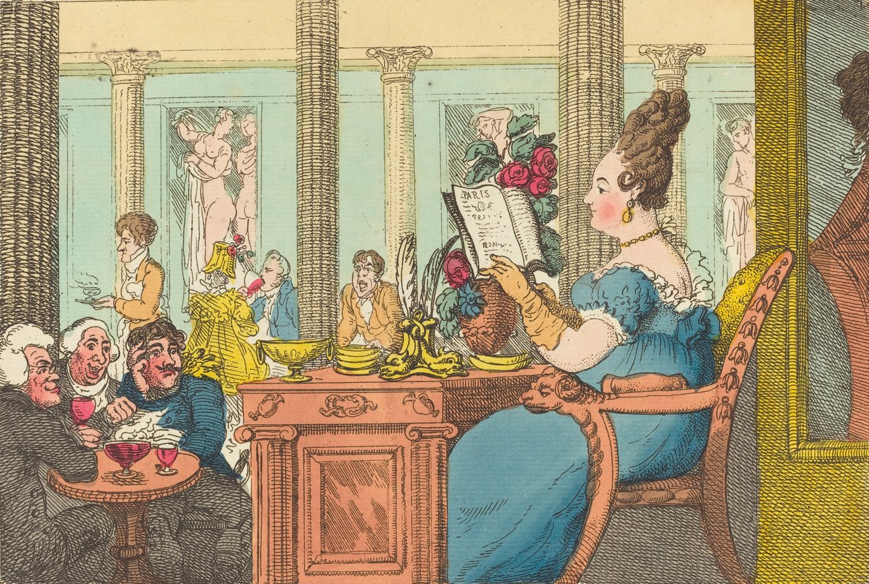 La Belle Limonaudiere på Cafe des Mille Colonnes, Palais Royal, Paris, 1814. af Thomas Rowlandson