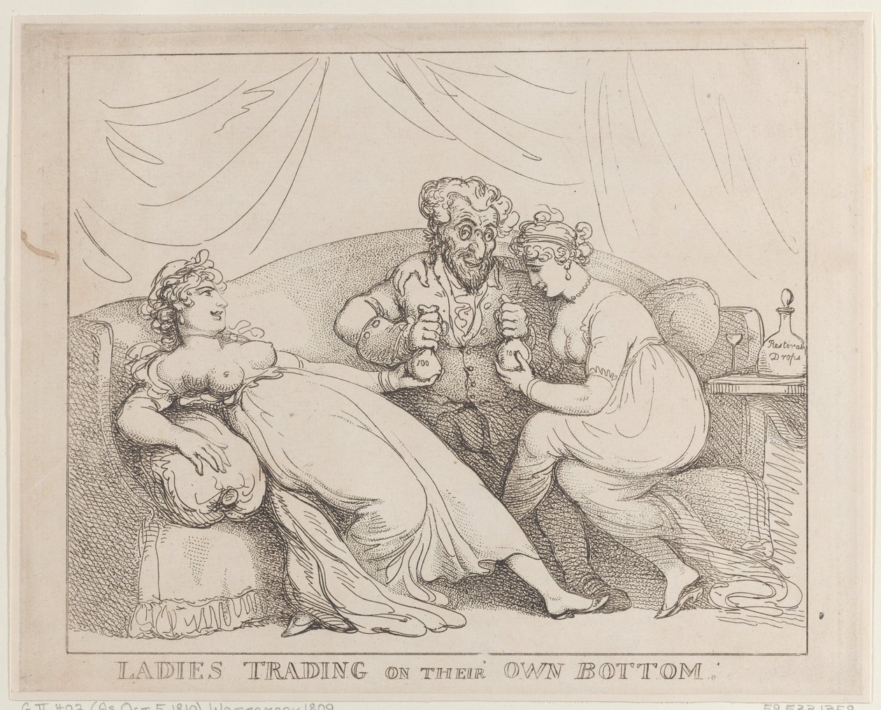 Kvinder, der handler med deres egen bagdel af Thomas Rowlandson