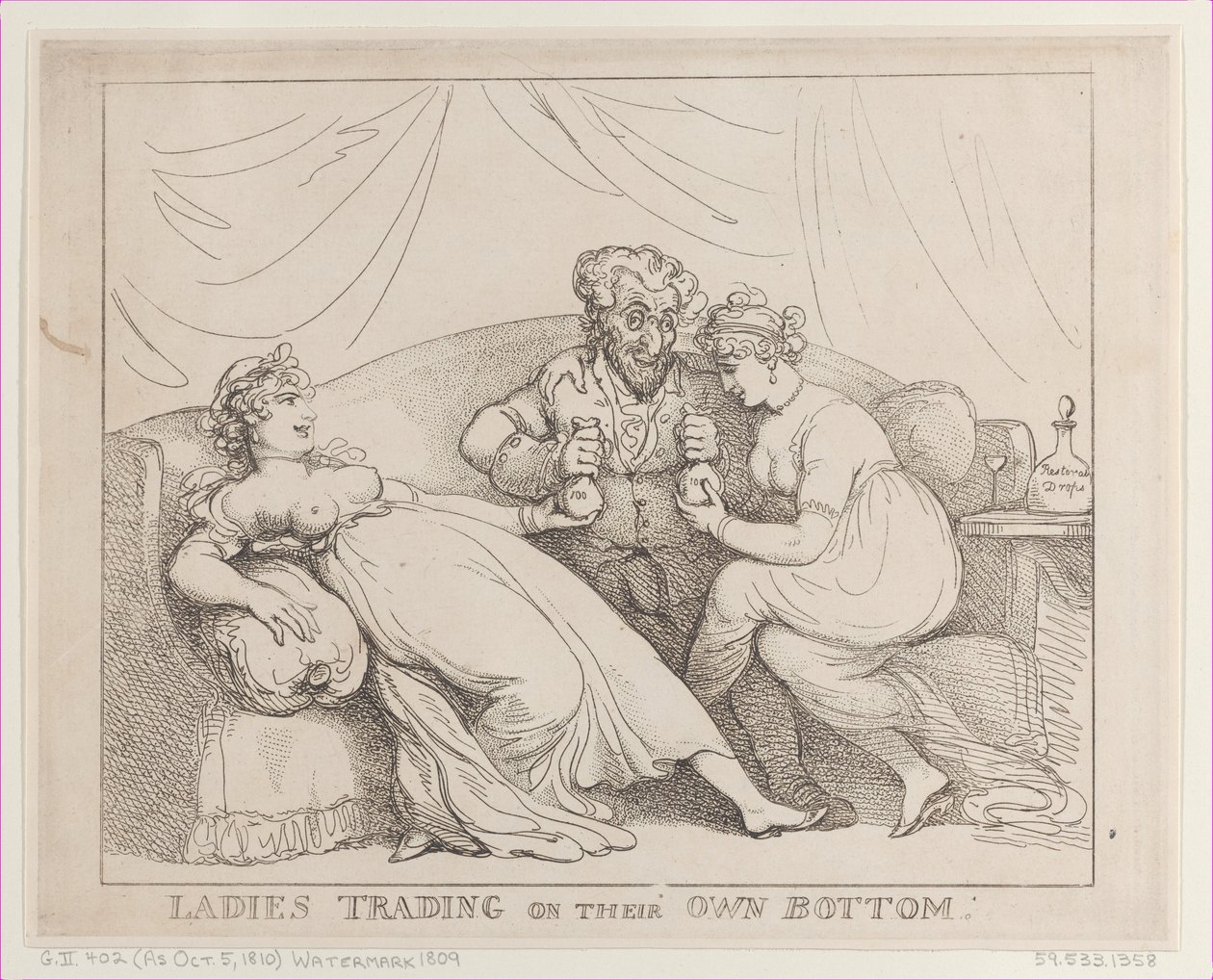 Damer, der handler på deres egen bund, 5. oktober 1810., 5. oktober 1810. af Thomas Rowlandson