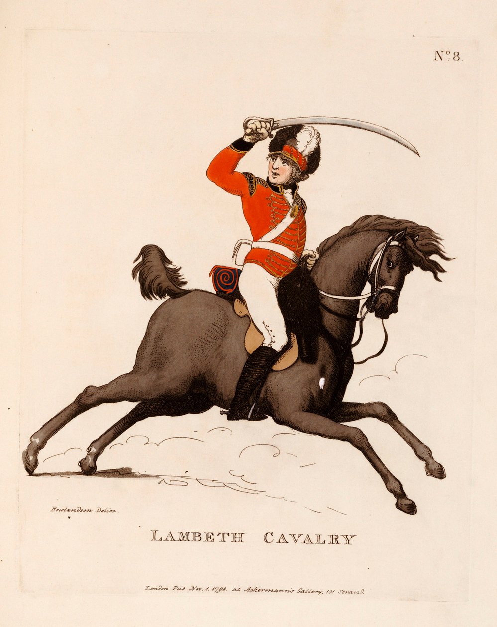 Lambeth Cavalry, fra "Loyal Volunteers of London and Environs", 1798-99 af Thomas Rowlandson