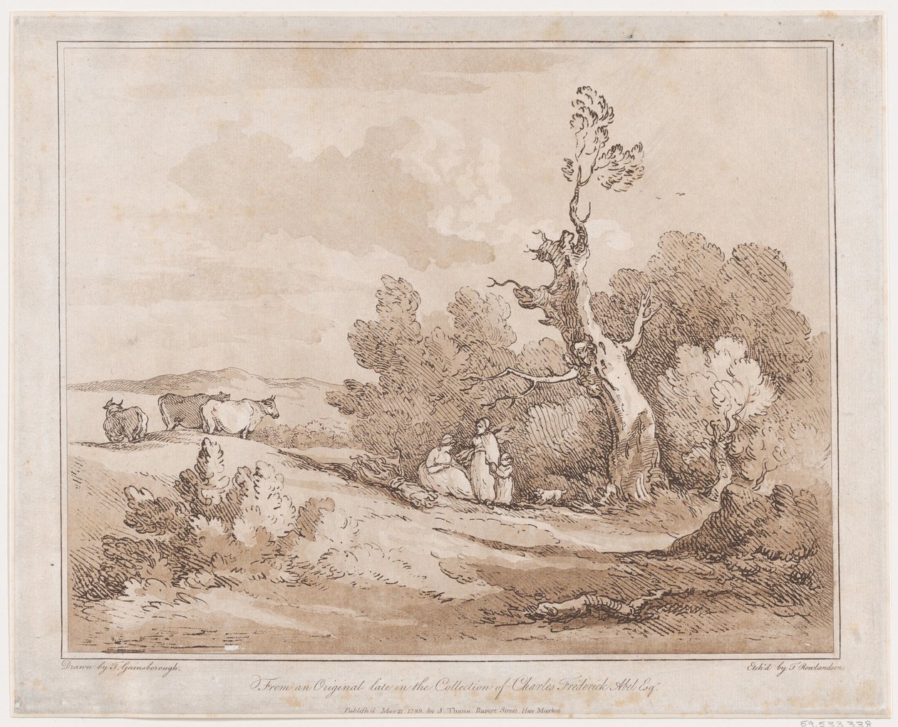 Landskab med figurer, der samler træ under knudrede træer, 21. maj 1789., 21. maj 1789. af Thomas Rowlandson