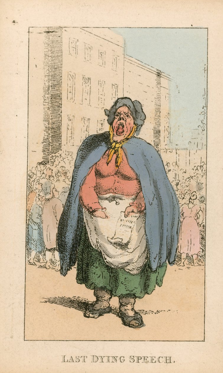 Last Dying Speech (farvelagt gravering) af Thomas Rowlandson