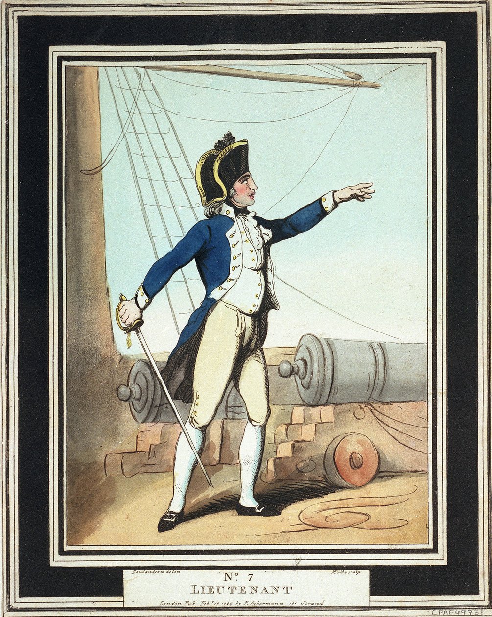 Løjtnant, kadet i Royal Navy i det 18. århundrede af Thomas Rowlandson