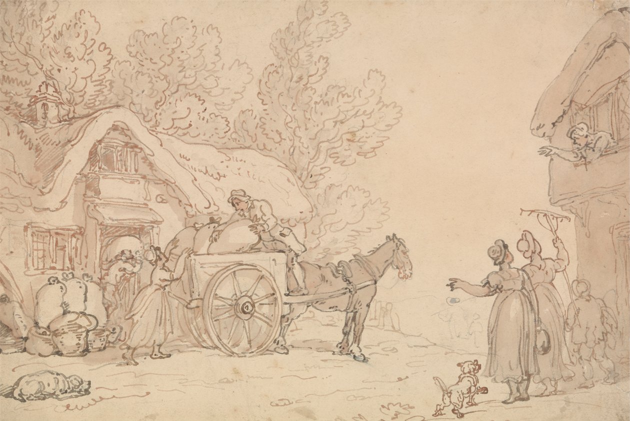 Læsning af sække i en vogn af Thomas Rowlandson
