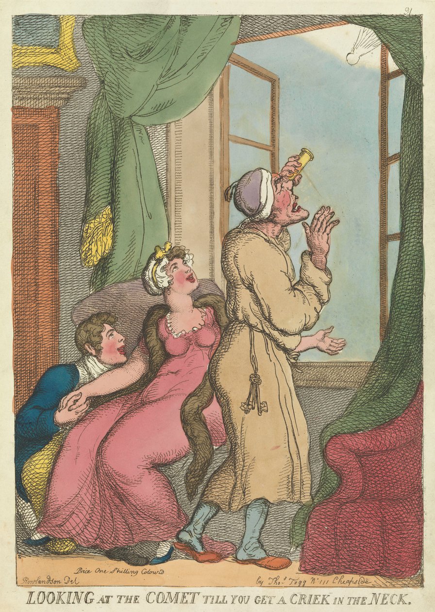 "Se på kometen, indtil du får en krølle i nakken af Thomas Rowlandson