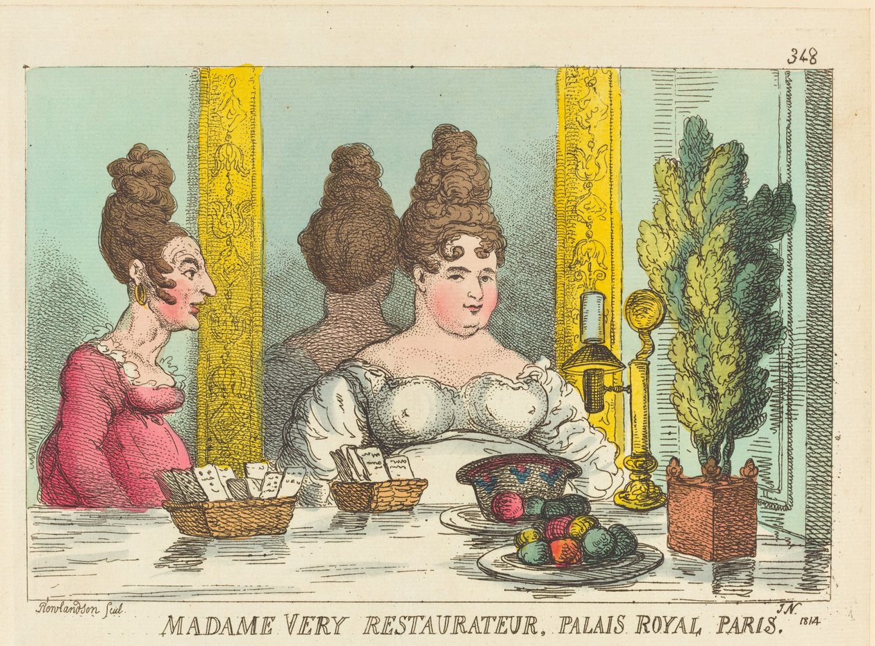 Madame Very Restaurateur, Palais Royal Paris af Thomas Rowlandson