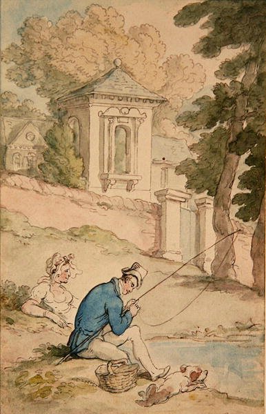 Man Fishing, ca. 1780 (pen & brunt blæk og akvarel på papir) af Thomas Rowlandson