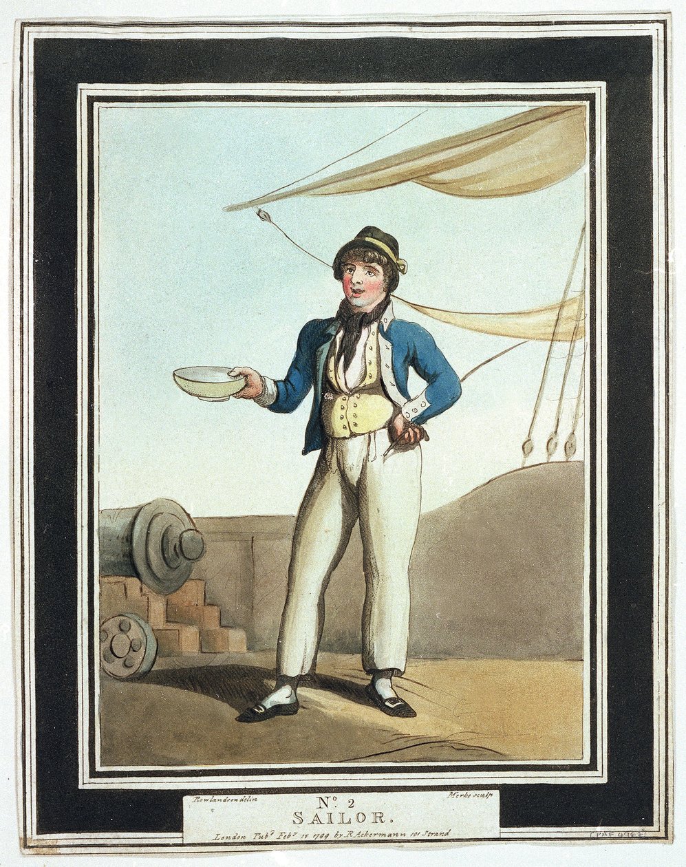 Sømand, under Horatio Nelson (1758-1805), tildelt forskellige jobs alt efter deres evner, nogle arbejdede på masterne, der var lastet på vingen, andre på øverste dæk, ansvarlige for ankeret, atter andre var en del af skytteholdet af Thomas Rowlandson