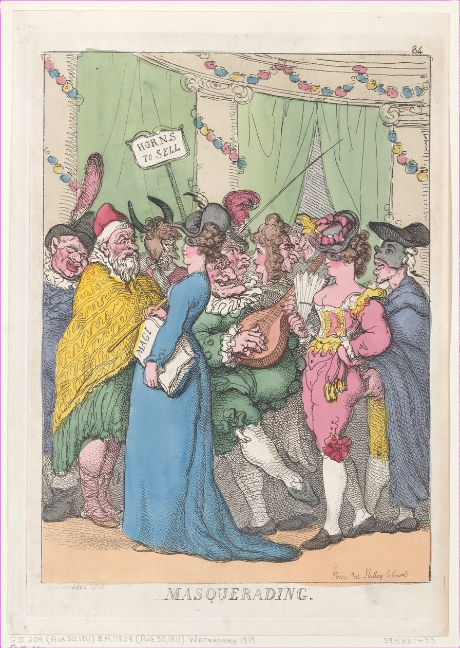Masquerading, [30. august 1811], genoptrykt., [30. august 1811], genoptrykt. af Thomas Rowlandson