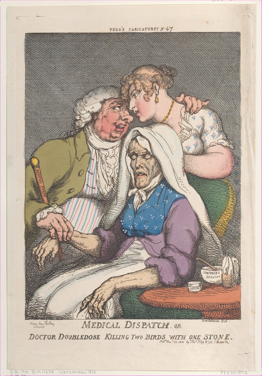 Lægeudsendelse eller læge dobbeltdosis dræber to fugle med én sten, november..., 20. november 1810. af Thomas Rowlandson