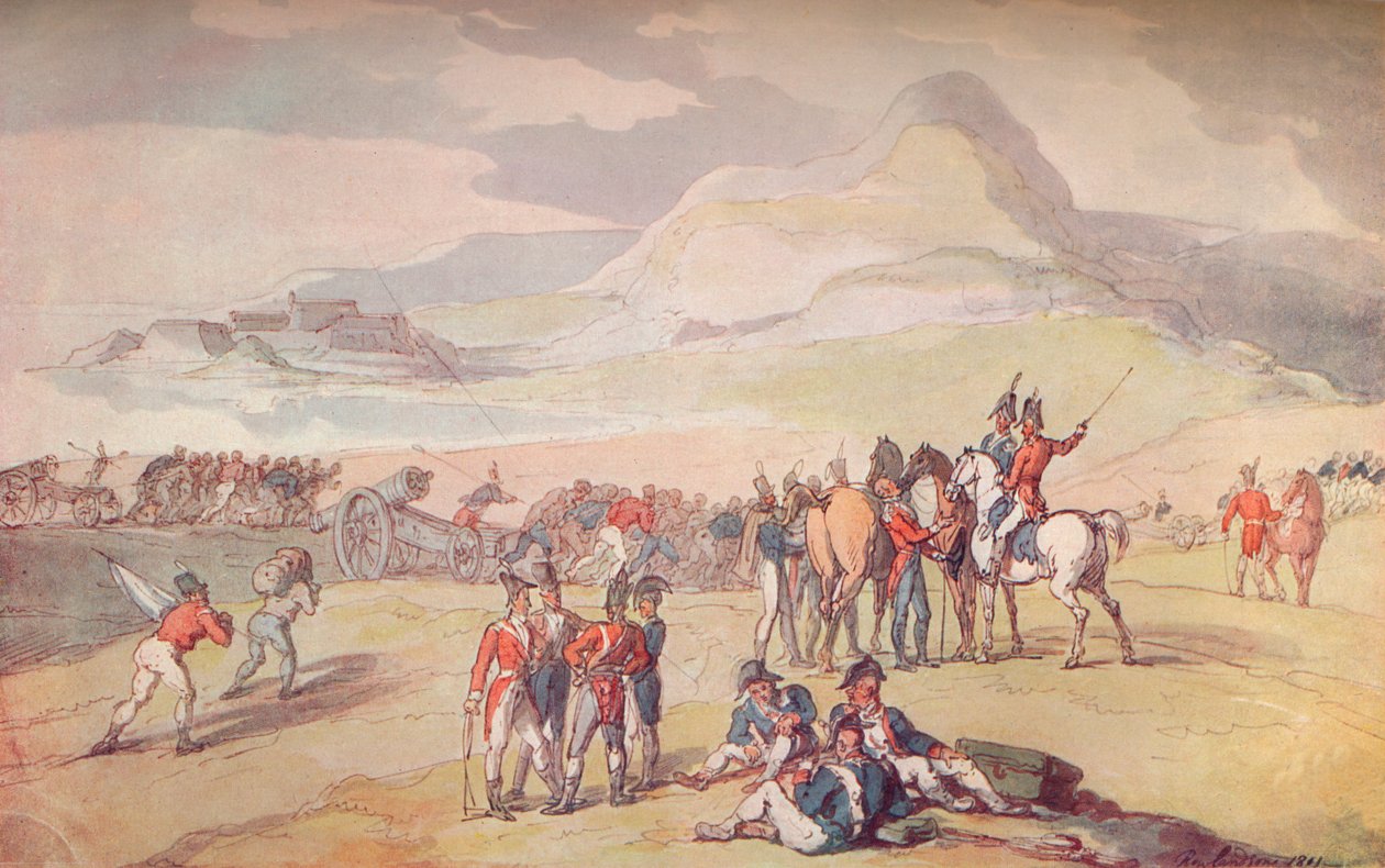 Militærscene: Landgangstropper og kanoner., 1801. 1914 af Thomas Rowlandson