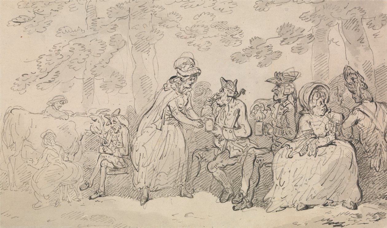 Mælkepiger og herrer i St. James’s Park af Thomas Rowlandson