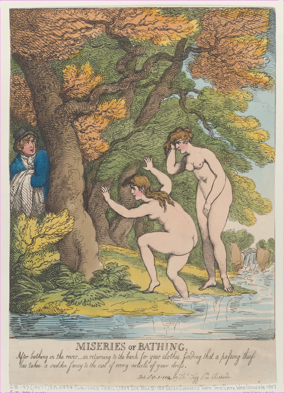 Miseries of Bathing, [1. april 1808], genudgivet sept..., [1. april 1808], genudgivet 1. september 1814. af Thomas Rowlandson