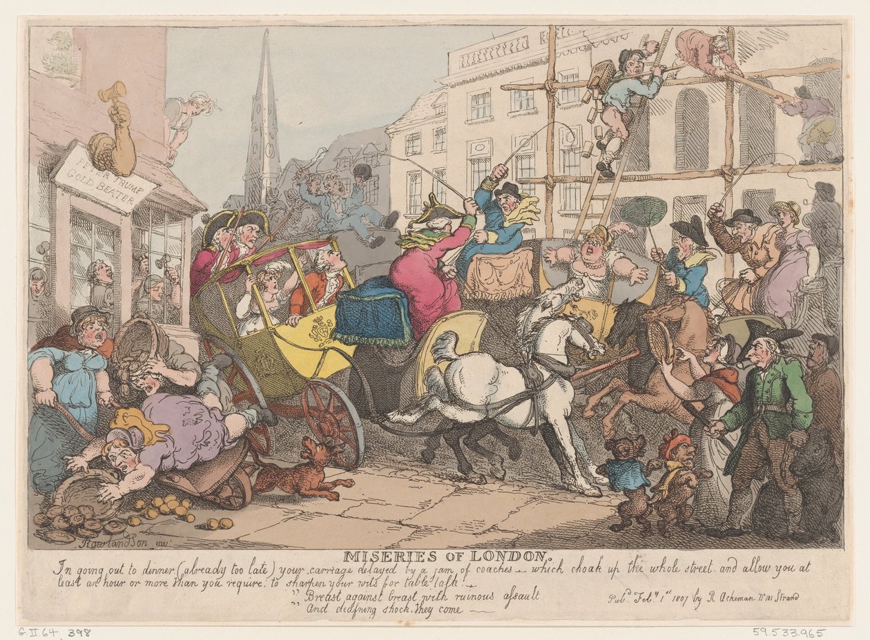 Miseries of London: At gå ud til middag, 1. februar 1807., 1. februar 1807. af Thomas Rowlandson
