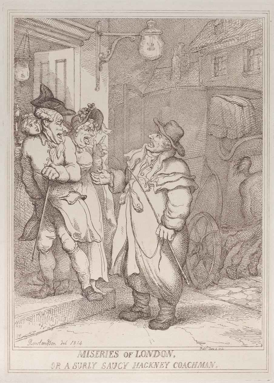 Miseries of London, or a Surly Saucy Hackney Coachman, 4. juni 1814., 4. juni 1814. af Thomas Rowlandson