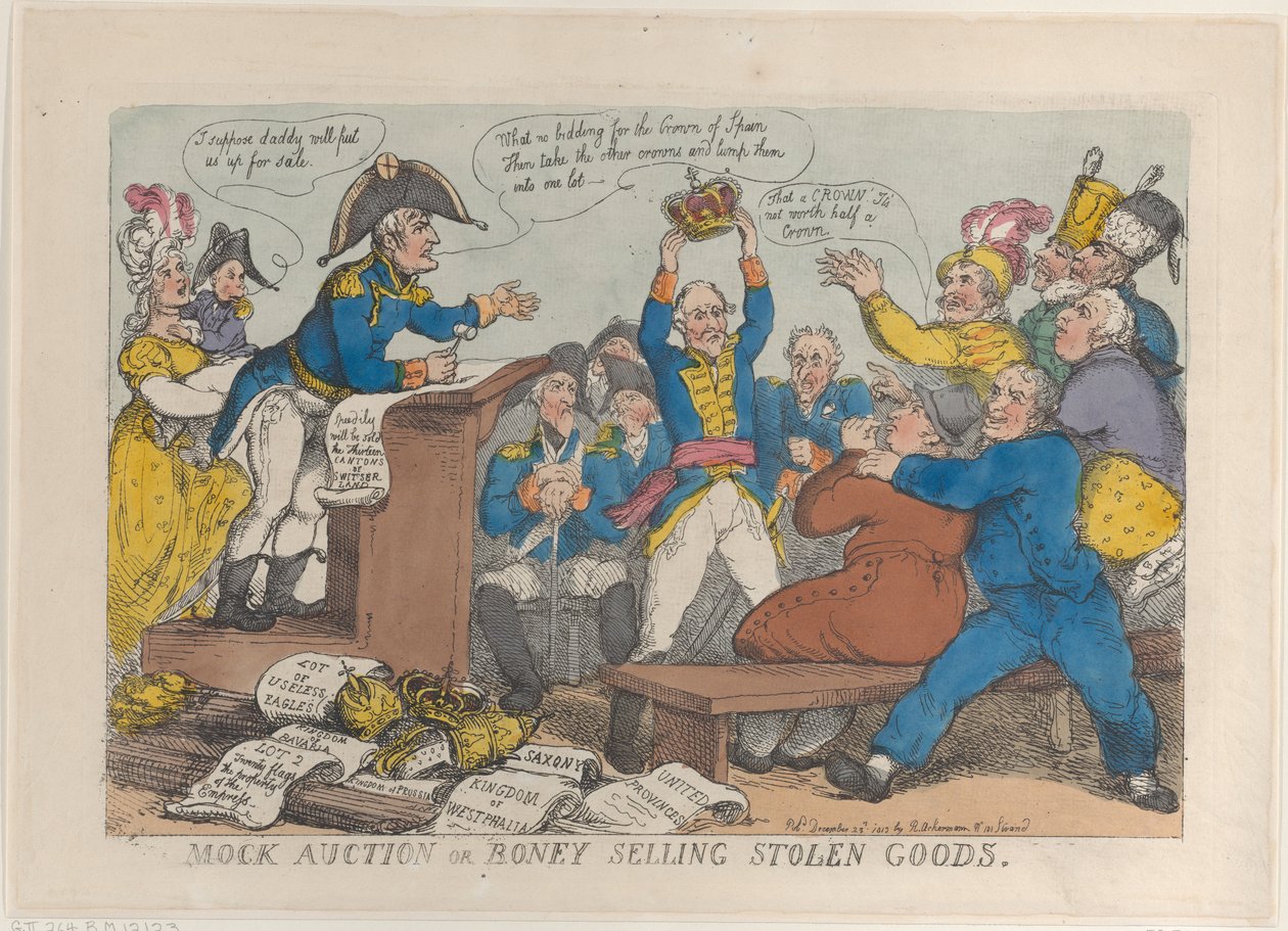 Sponteauktion eller boney-salg af stjålne varer, 25. december 1813., 25. december 1813. af Thomas Rowlandson