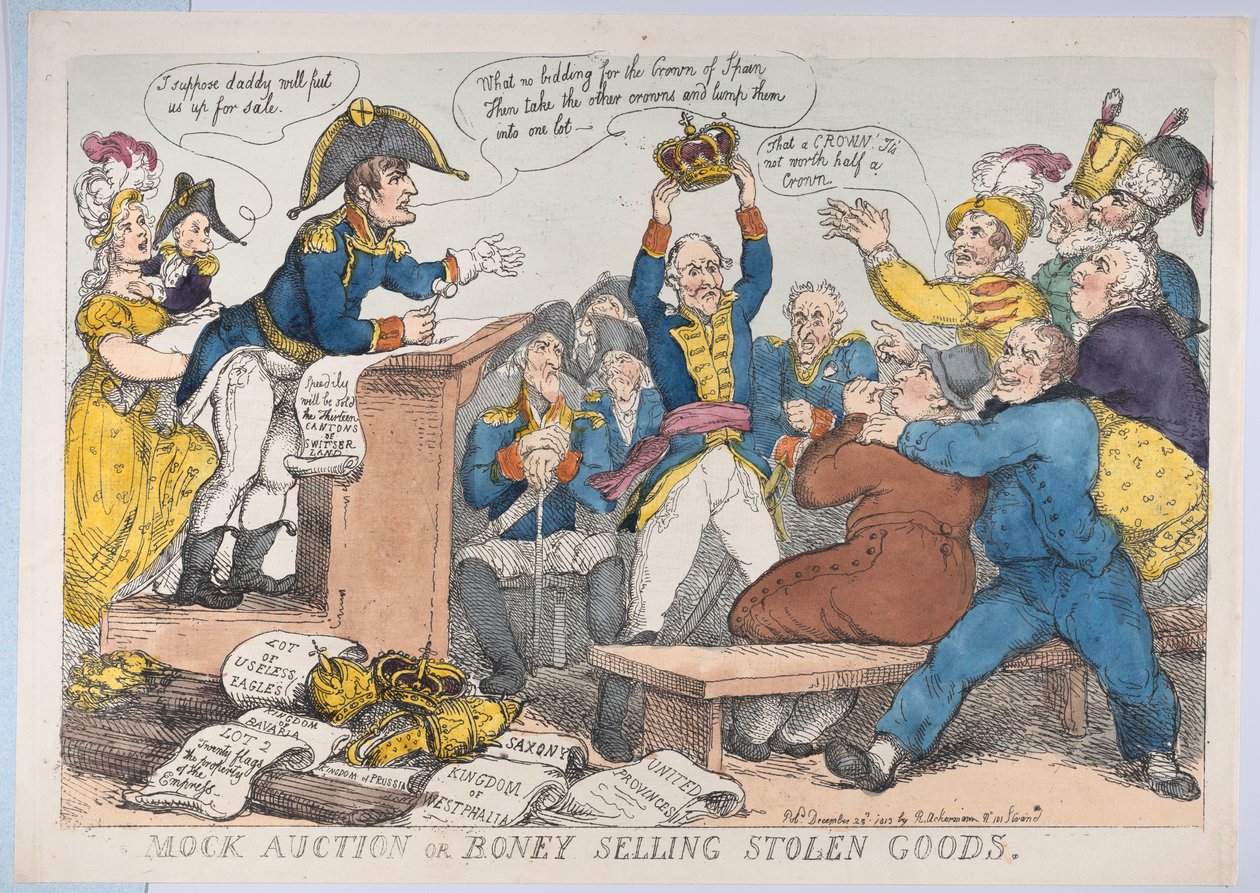 Sponteauktion eller boney-salg af stjålne varer, 25. december 1813., 25. december 1813. af Thomas Rowlandson