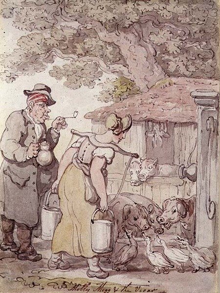Molly Moggs and the Vicar (pen og blæk, akvarel) af Thomas Rowlandson