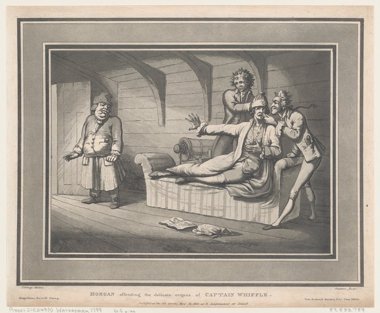 Morgan fornærmer kaptajn Whiffles sarte organer, 12. maj 1800., 12. maj 1800. af Thomas Rowlandson