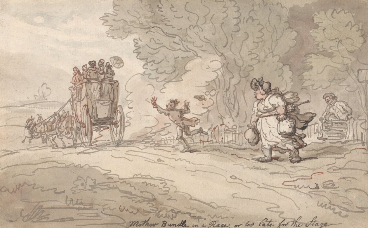 Mor i raseri eller for sent til scenen af Thomas Rowlandson
