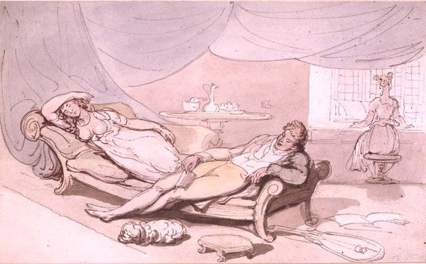 Musik derhjemme (pen og blæk, akvarel) af Thomas Rowlandson