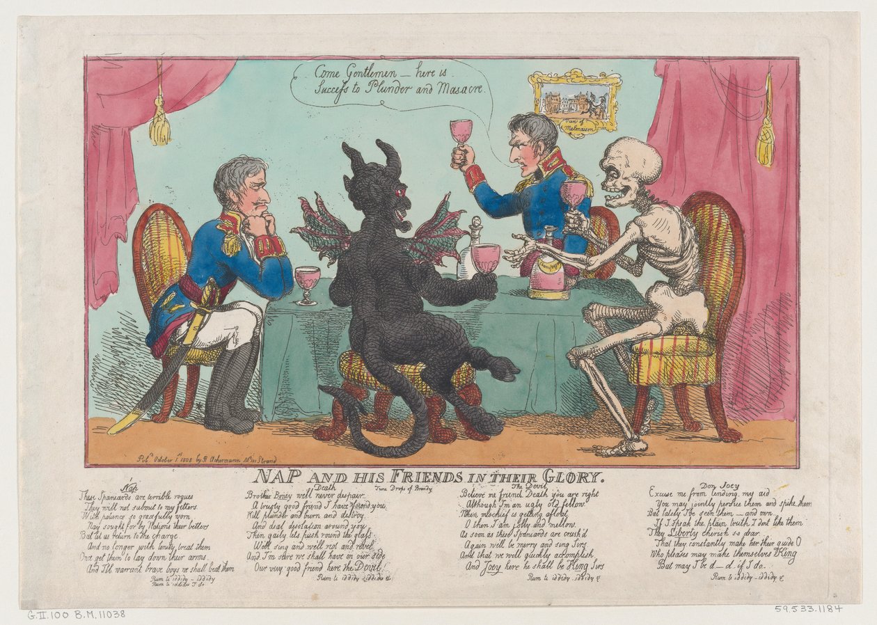 Nap and His Friends in their Glory, 1. oktober 1808., 1. oktober 1808. af Thomas Rowlandson