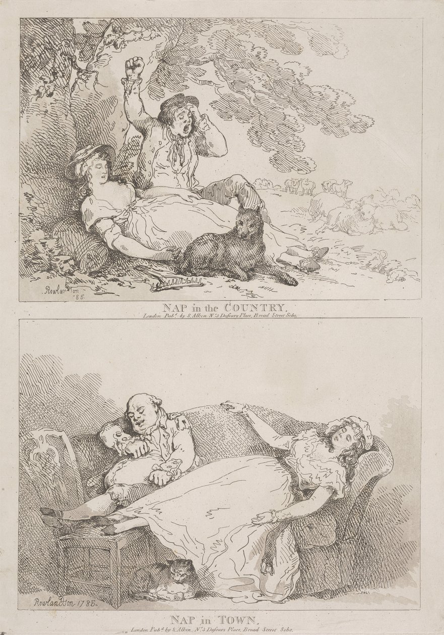 En lur på landet – En lur i byen af Thomas Rowlandson