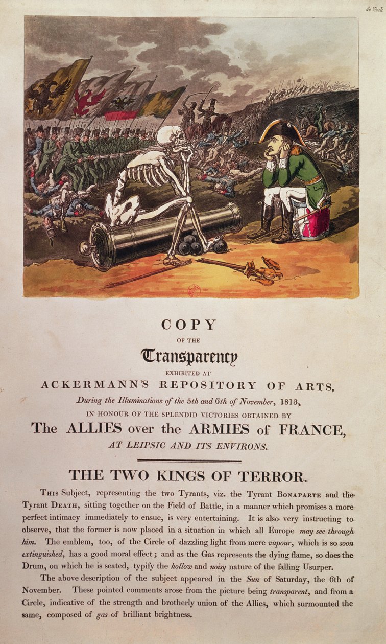 Napoleon og Døden sidder sammen på slagmarken ved Leipzig (se også 266072) af Thomas Rowlandson