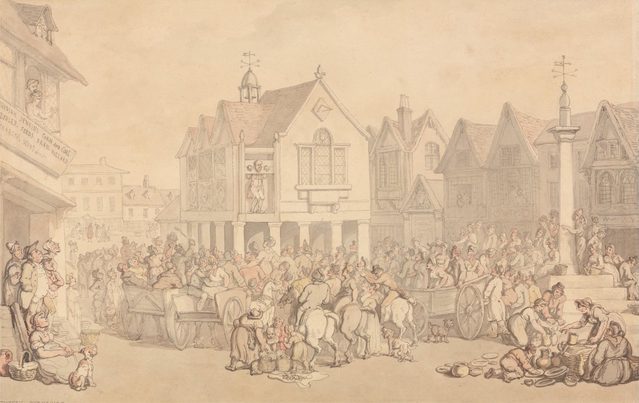 Newbury Market Place, Berkshire af Thomas Rowlandson
