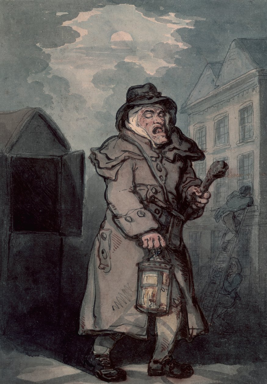 Nattevagt, slutningen af 1700-tallet af Thomas Rowlandson