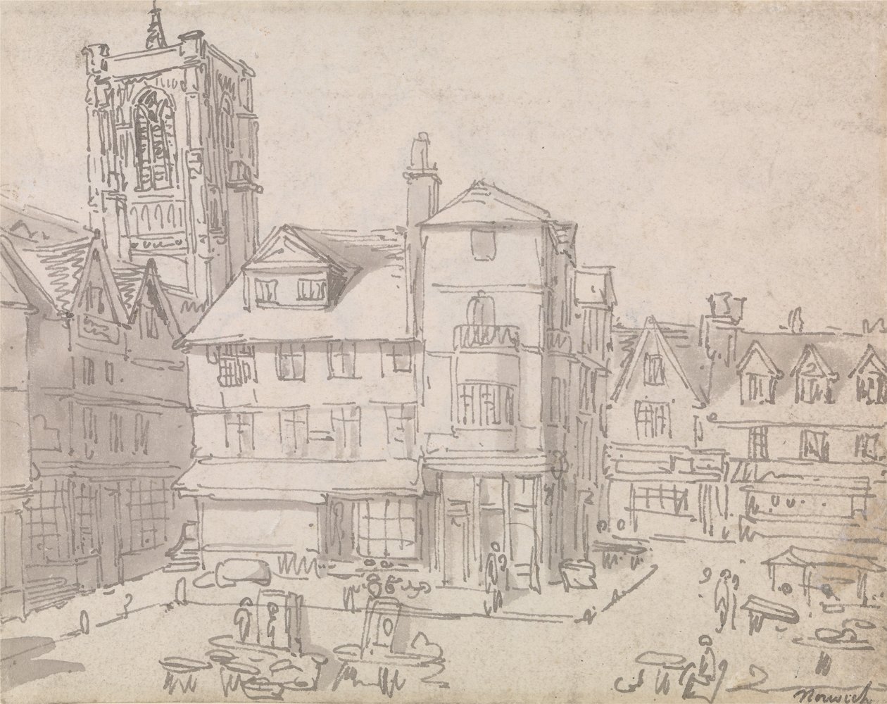 Norwich Market Place af Thomas Rowlandson
