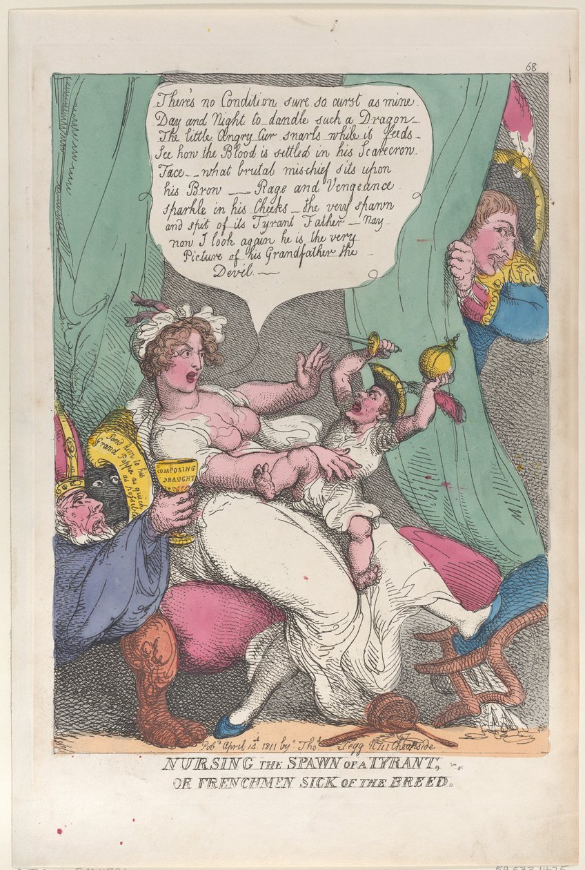 Nursing the Spawn of a Tyran, 14. april 1811., 14. april 1811. af Thomas Rowlandson