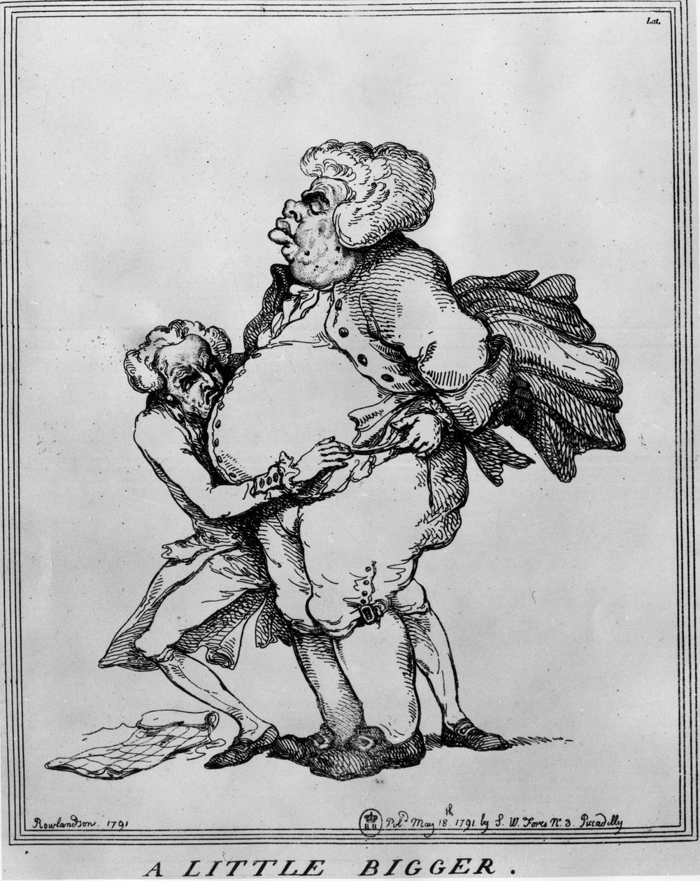 Obesite: A Little Bigger - Tegning af Thomas Rowlandson (1756-1827) af Thomas Rowlandson