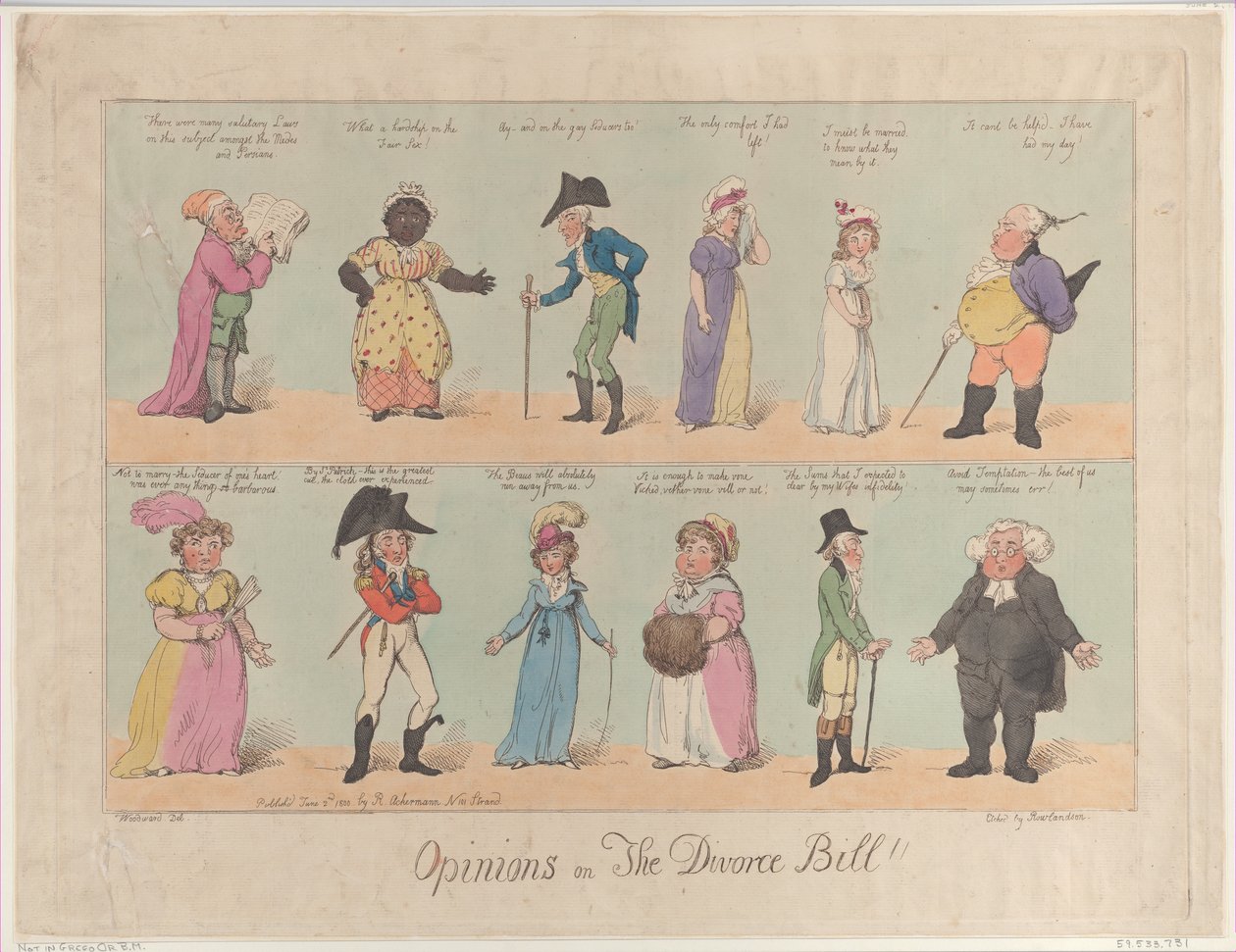 Udtalelser om The Divorce Bill!!, 2. juni 1800., 2. juni 1800. af Thomas Rowlandson