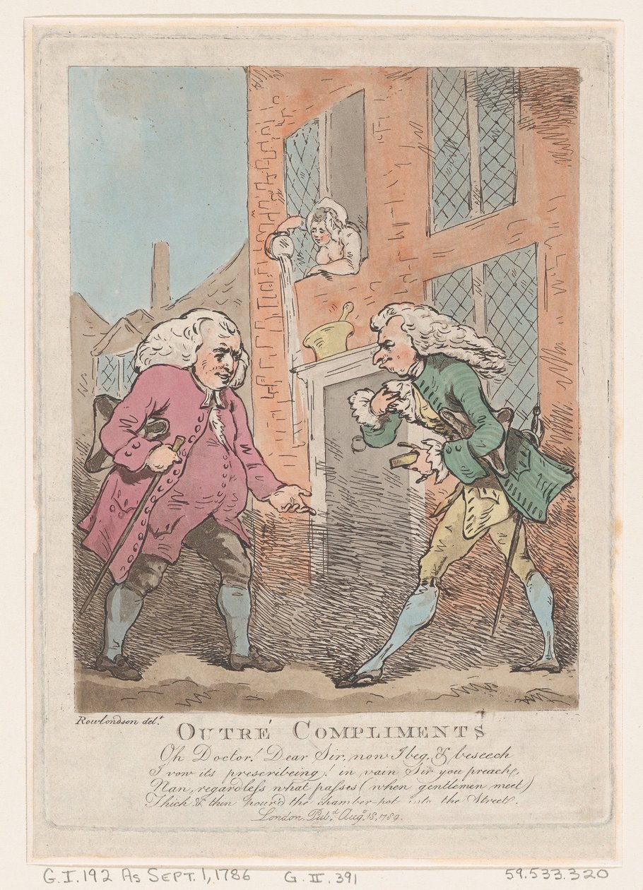 Oprørte komplimenter, 18. august 1786., 18. august 1786. af Thomas Rowlandson