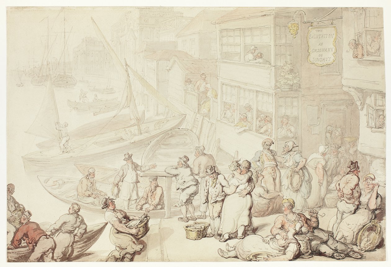 Uden for Salutation Inn, Greenwich af Thomas Rowlandson