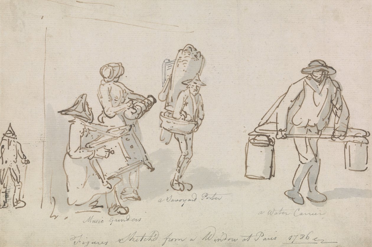 Parisiske gadekunstnere af Thomas Rowlandson