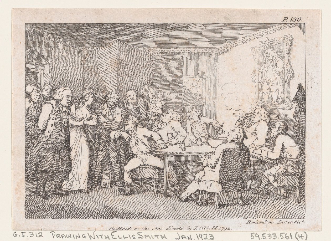 Parson Adams & Fanny undersøgte som syndere for landet Justice, fra The Adventures..., 1792. af Thomas Rowlandson