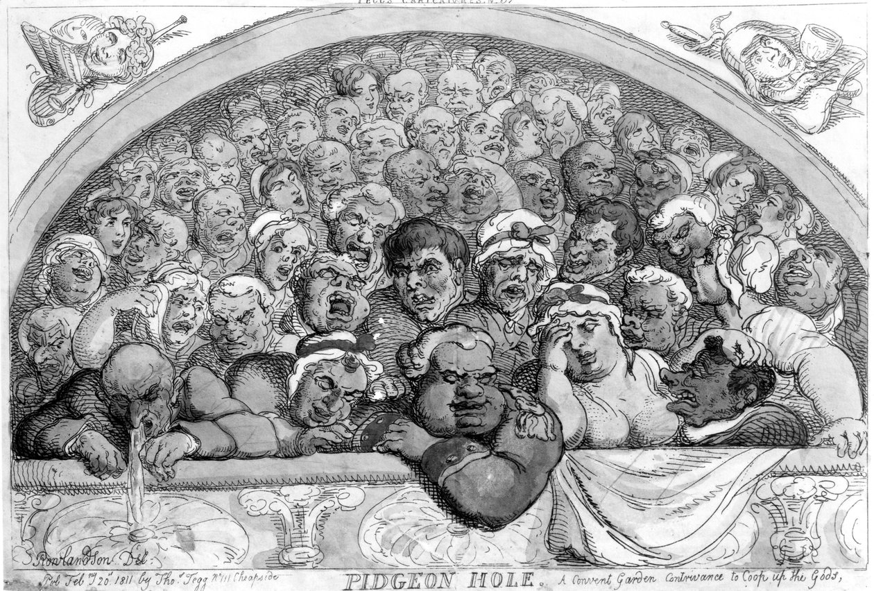 Pidgeon Hole - en klosterhave til at indespærre guderne, 1811 af Thomas Rowlandson