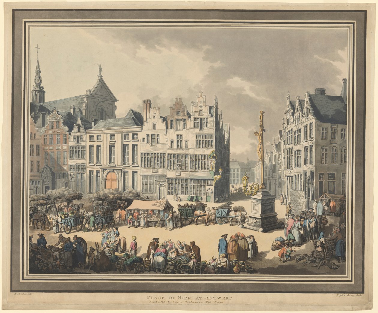 Place de Meir i Antwerpen af Thomas Rowlandson