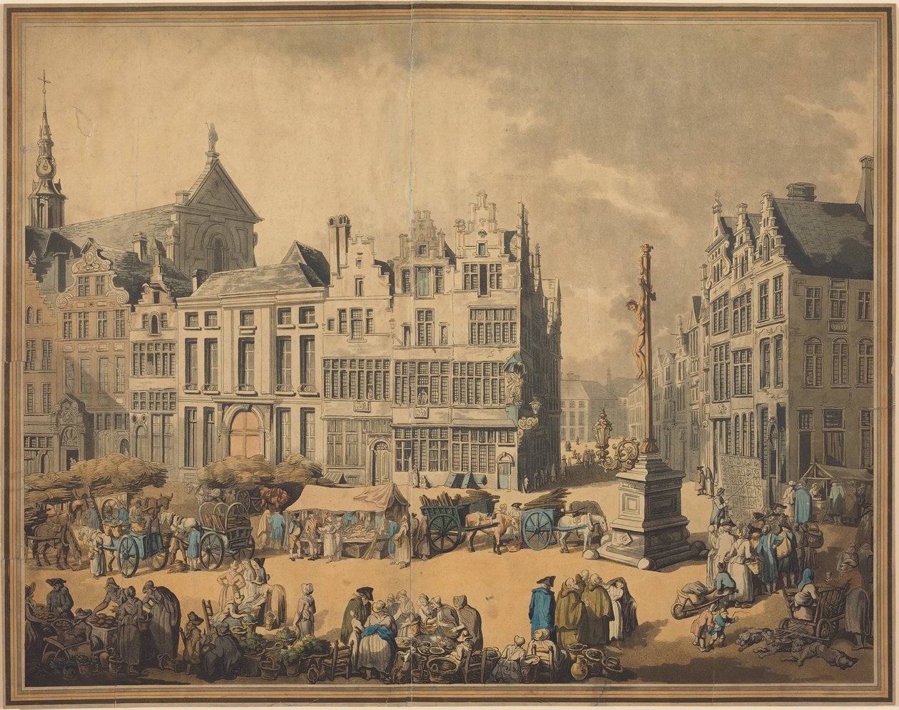Place de Meir i Antwerpen af Thomas Rowlandson