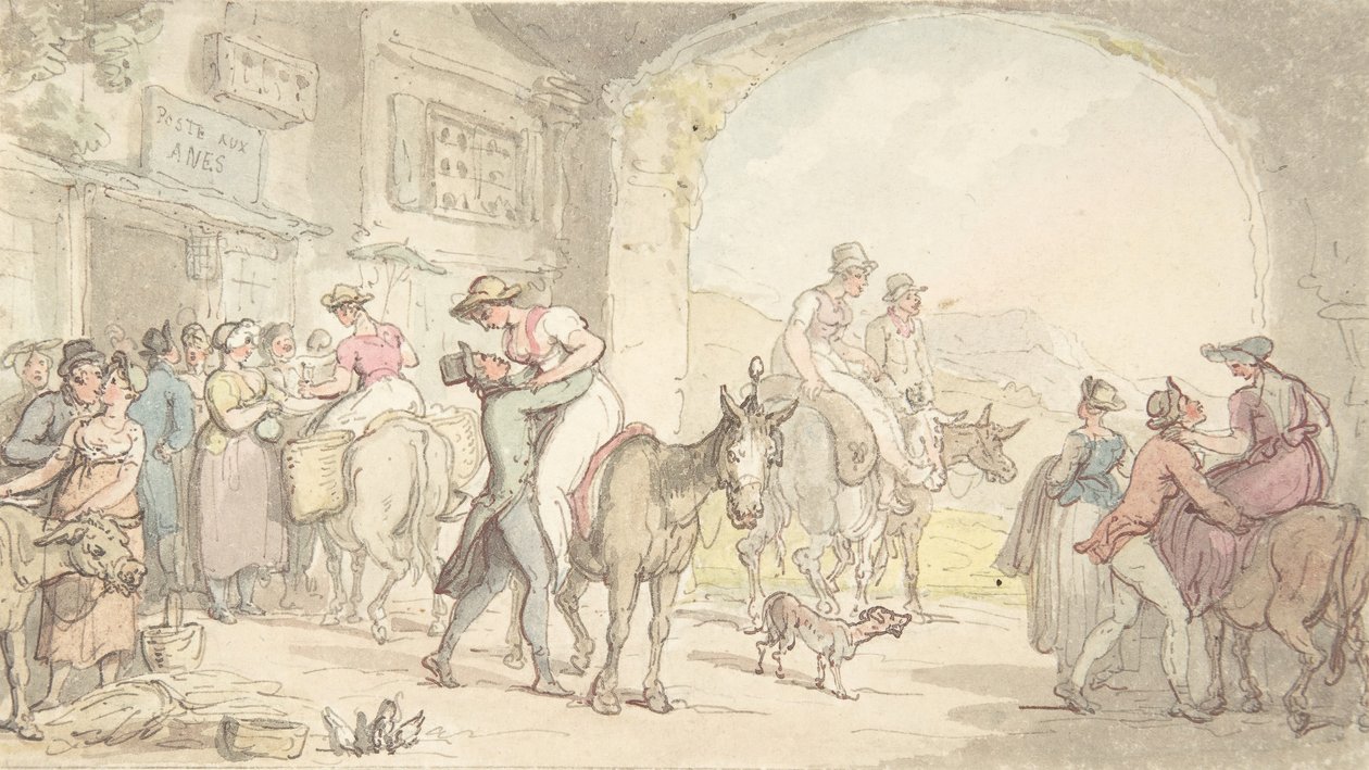 Fornøjelse af en Poste aux Anes, fra Sentimental Travels, ca. 1821. af Thomas Rowlandson