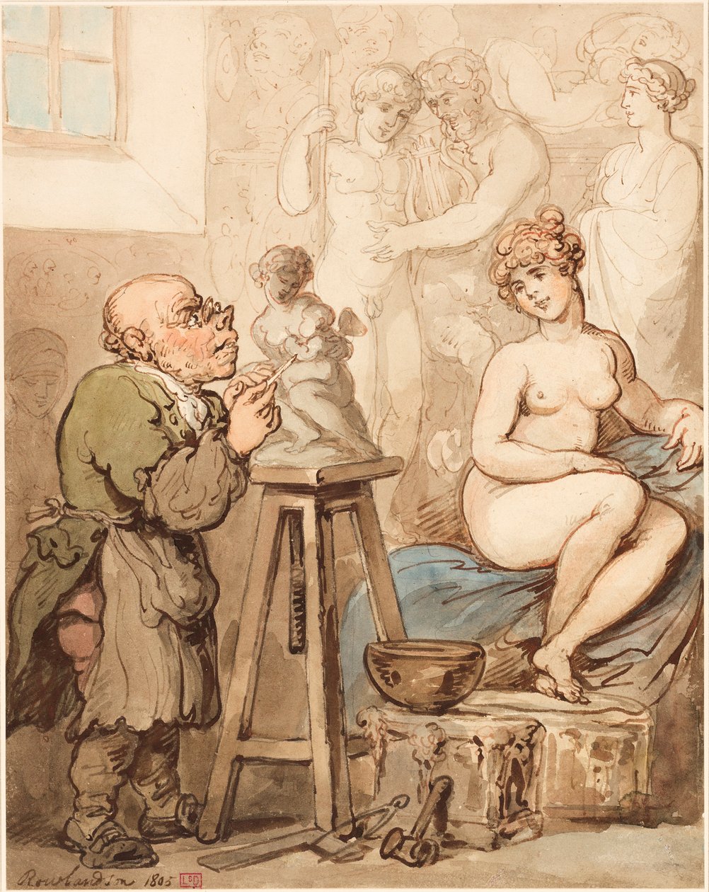 Forberedelse til Akademiet - Gamle Joseph Nollekens og hans Venus af Thomas Rowlandson