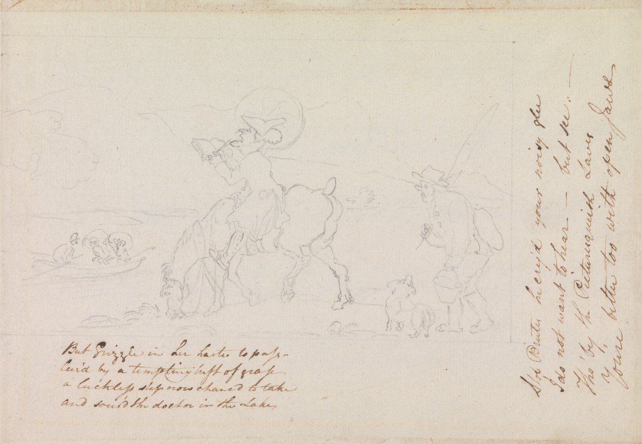 Forberedende skitse til »Dr. Syntax tegner søen« af Thomas Rowlandson