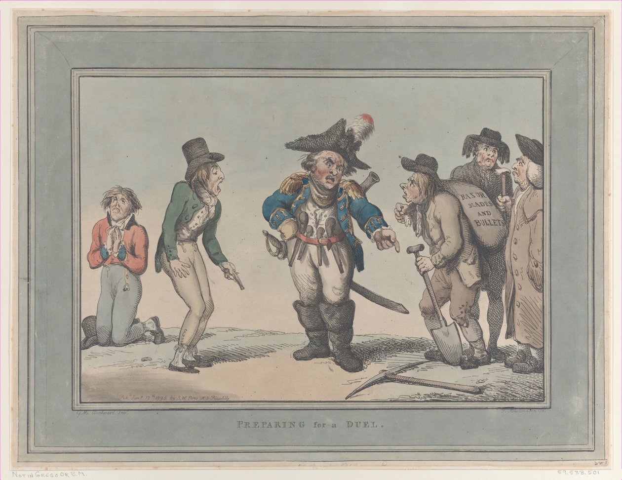 Forberedelse til en duel, 12. januar 1795., 12. januar 1795. af Thomas Rowlandson