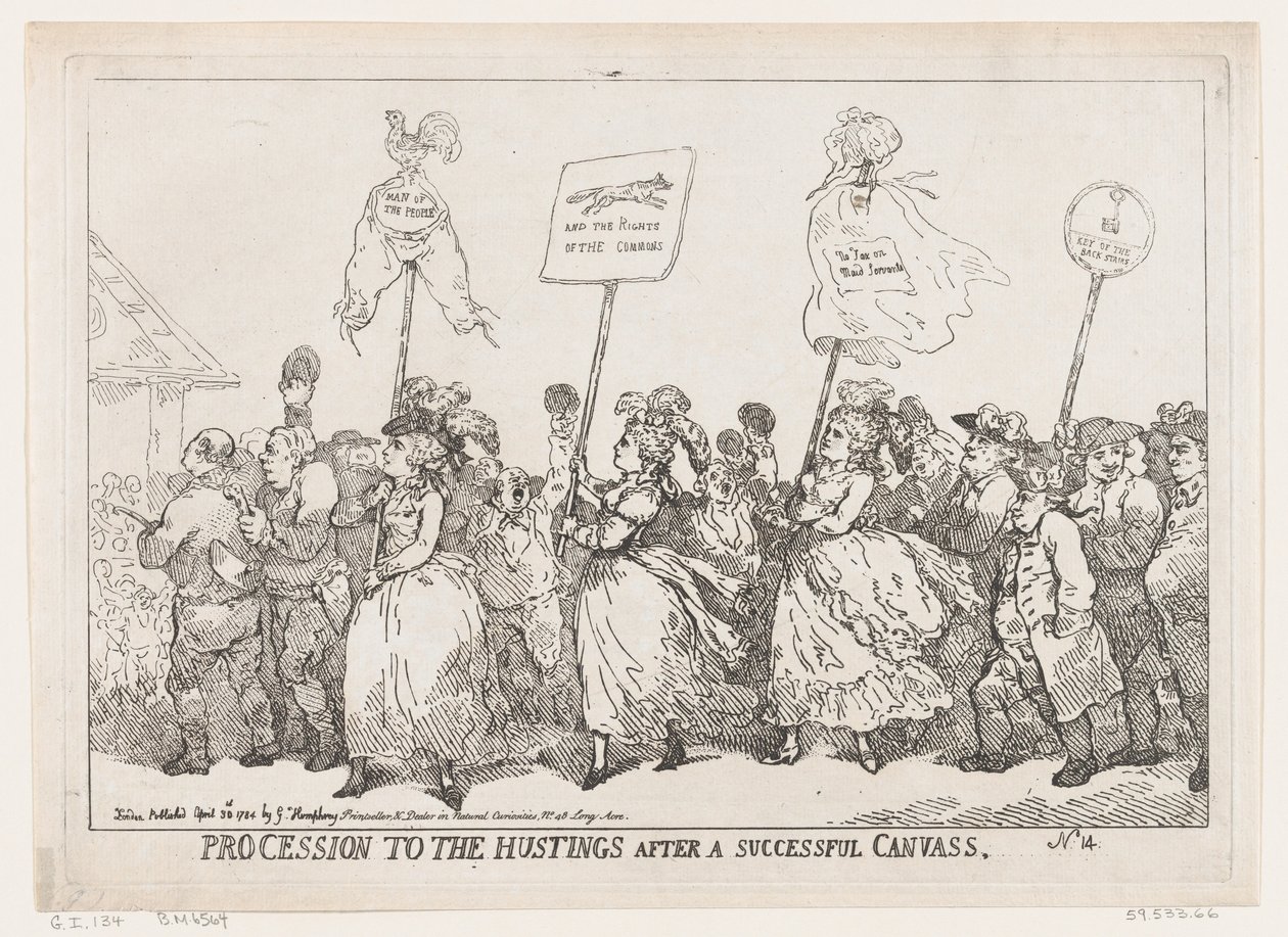 Procession til Hustings After A Successful Canvass, 30. april 1784., 30. april 1784. af Thomas Rowlandson