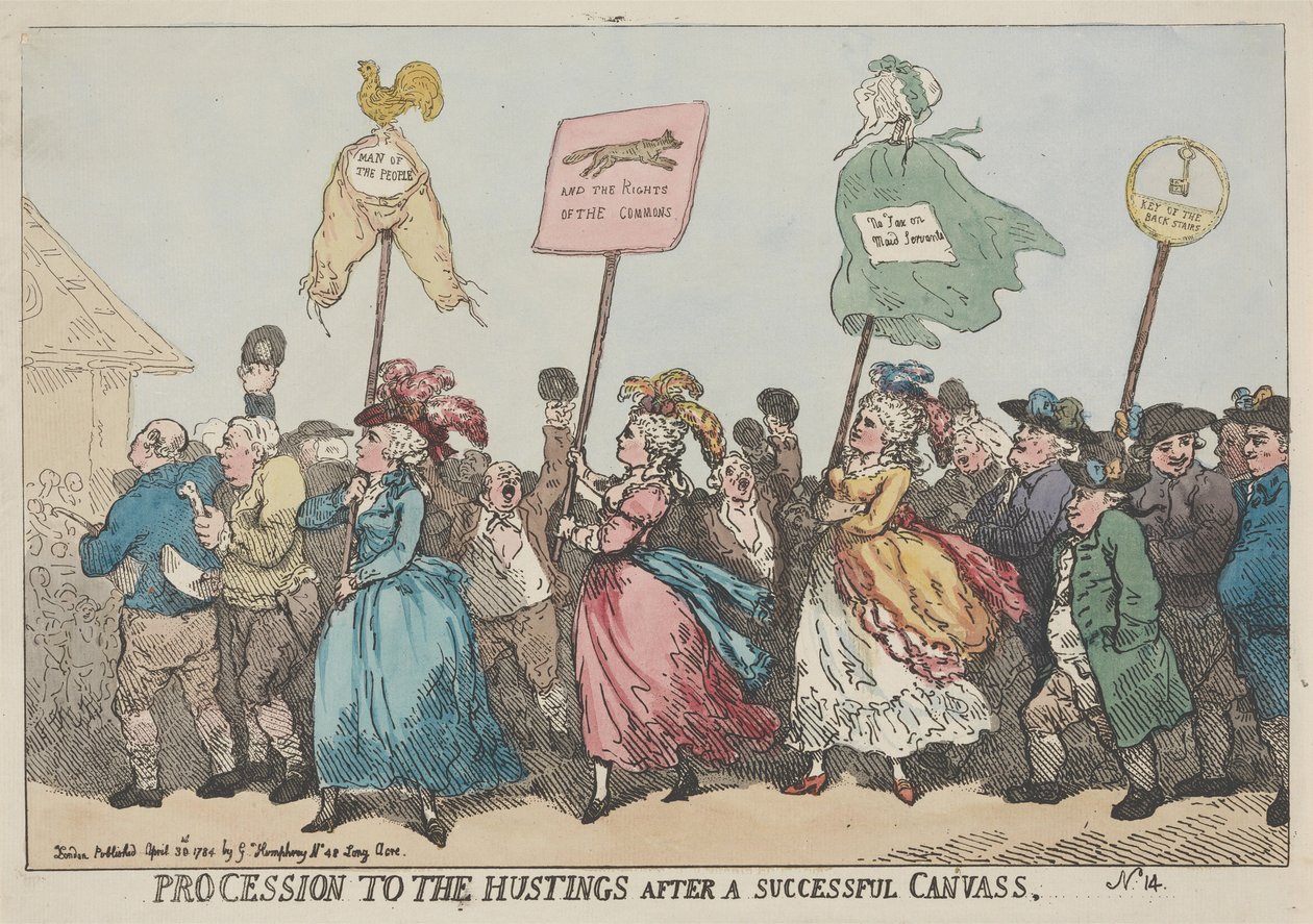 Optog til valgpodiet efter en vellykket valgkampagne af Thomas Rowlandson
